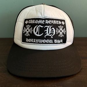 Chrome Hearts CH Hollywood Trucker Hat (White/Black)